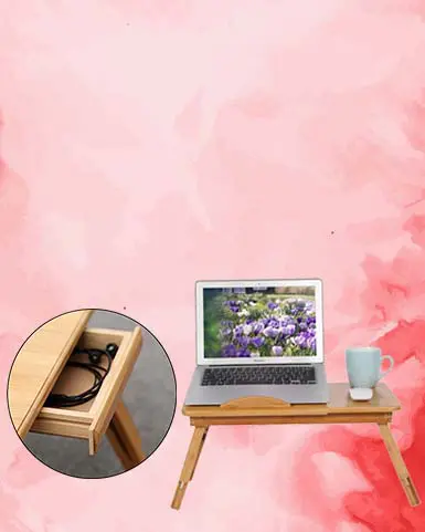 Table LAPTOP en bambou pliable avec ventilateur