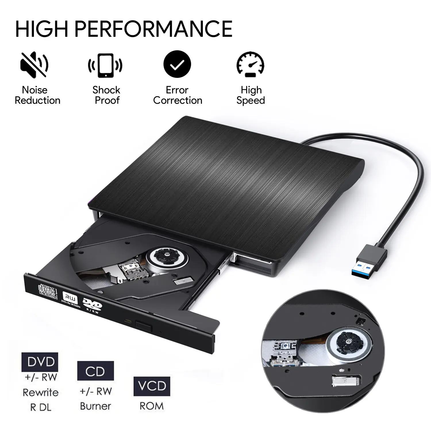 Lecteur Graveur DVD-RW CD-RW Externe USB 3.0
