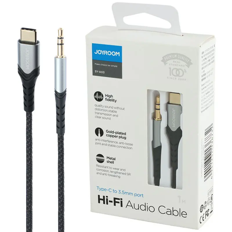 Câble Audio Joyroom SY-A03 Type-C vers AUX Jack 3.5mm 1m