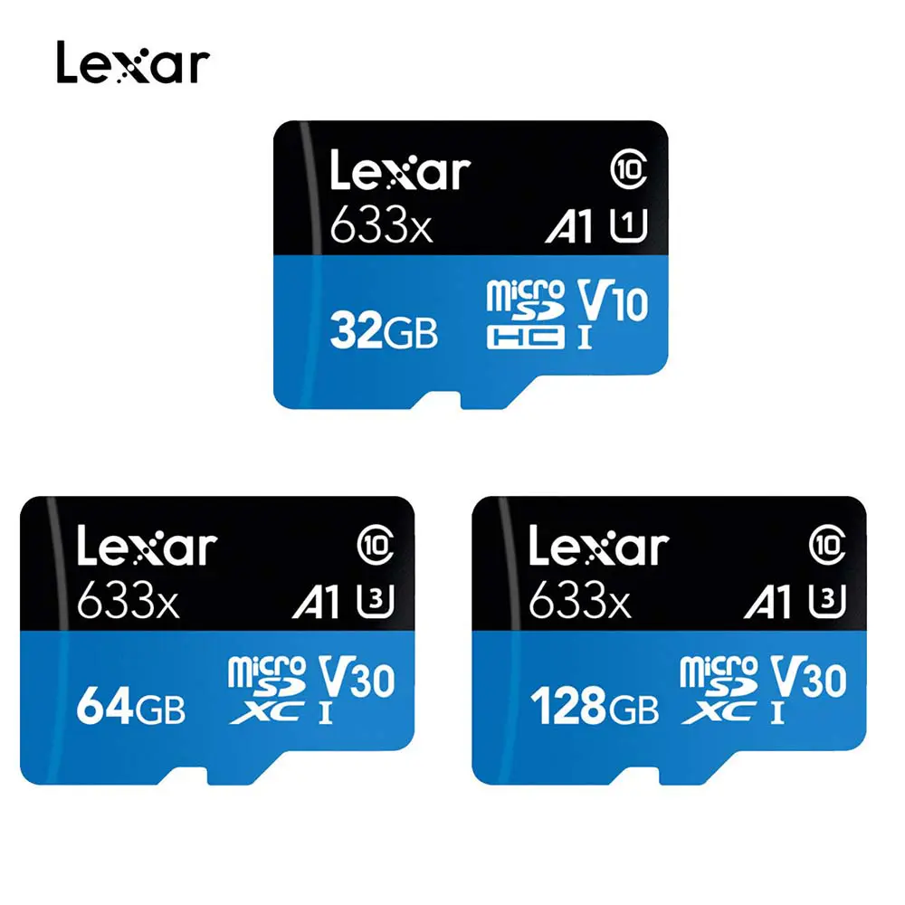 Carte mémoire Micro SD TF Lexar 633x jusqu'à 95Mbps C10 U3 U1 32GB 64GB 128GB