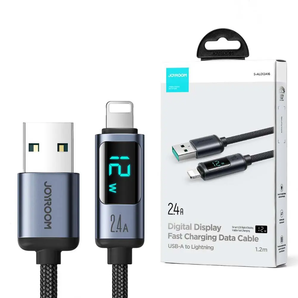 Cable de charge USB-A vers lightning iphone Joyroom S-AL012A16 2.4A LED Display 1.2m