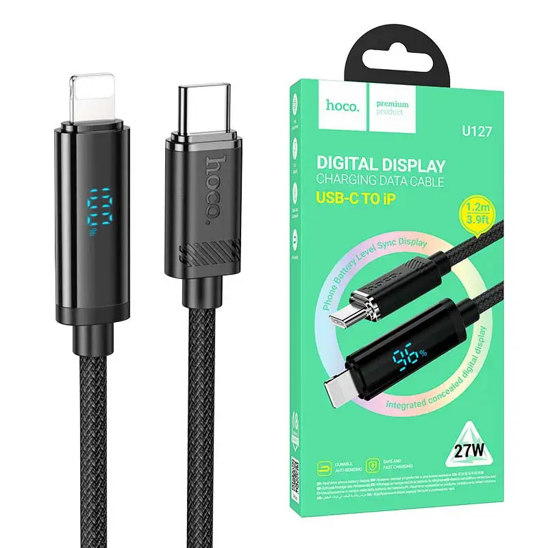 Cable USB-C Type-c Vers Lightning IP 27W avec affichage Puissance LED HOCO U127 - 1.2m