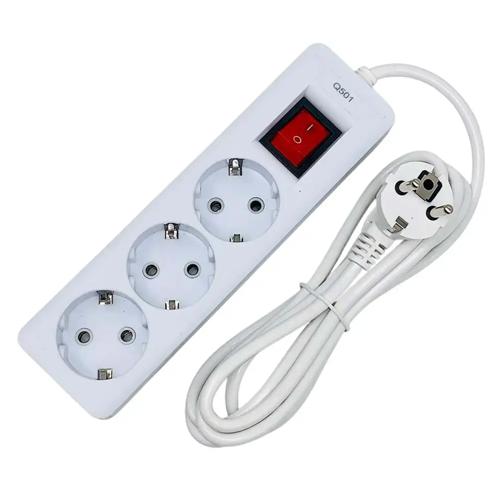 Multiprise Rallonge 3 Ports Prise AC 2000W avec interrupteur 1.8m Q501