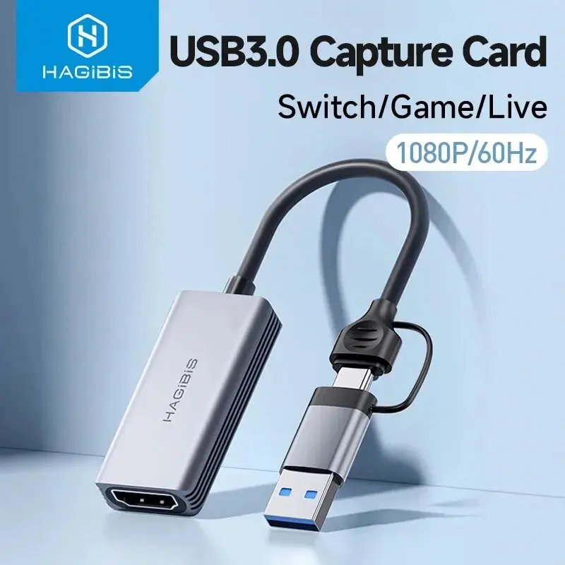 Carte d'acquisition Capture vidéo USB 3.0 & Type-c HDMI 1080P 60hz HAGIBIS pour Switch, Xbox, PS4/5, diffusion en direct