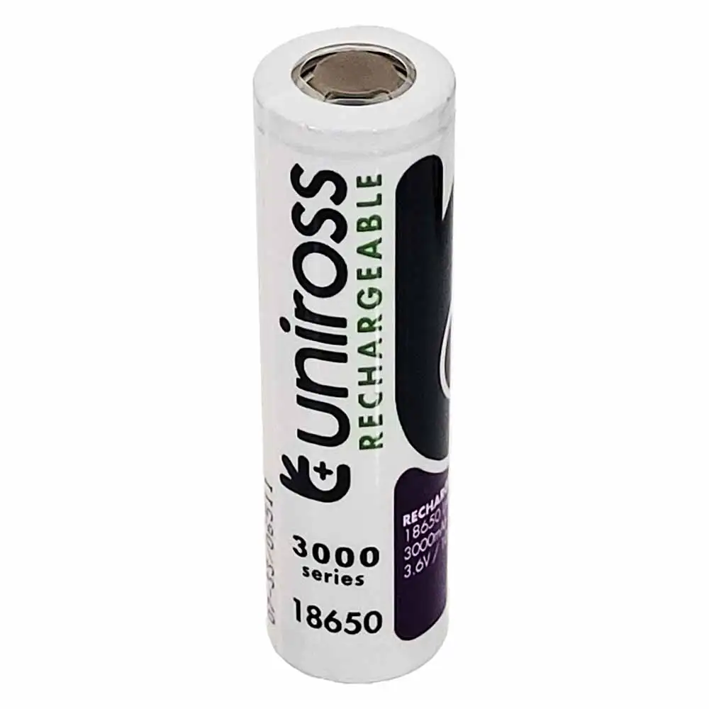 Pile Rechargeable UNIROSS Li-Ion 18650 3.6V 3000mAh Plat BULK FT UBFT1830ST