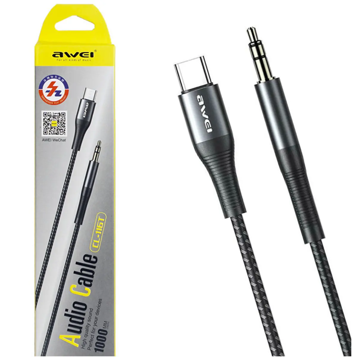Cable Adaptateur USB Type-c vers AUX 3.5mm Jack AWEI CL-116T