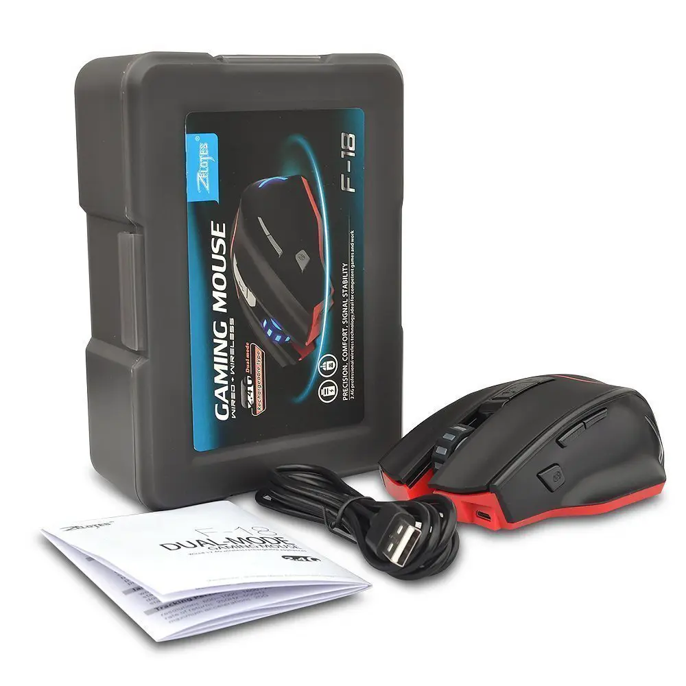 Souris Double Mode Filaire et Sans Fil 2.4ghz Rechargeable ZELOTES F-18 RGB 7 boutons