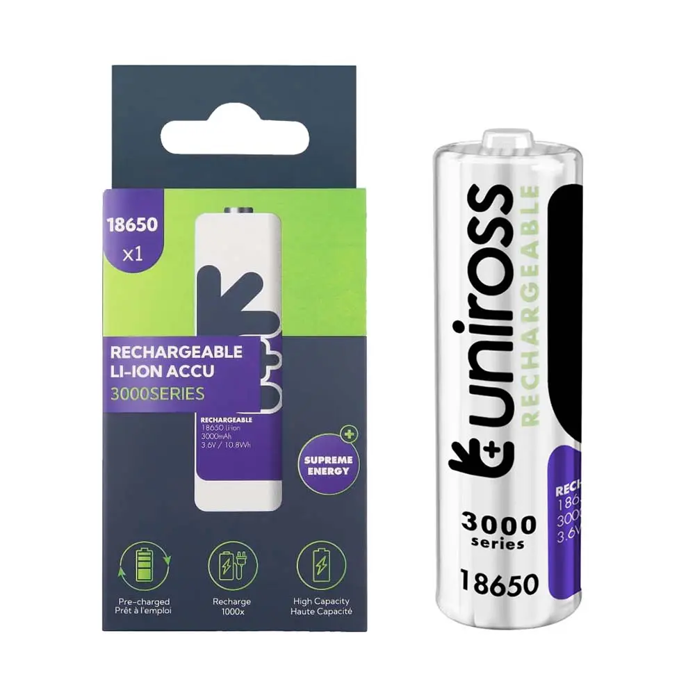 Pile Rechargeable UNIROSS Lithium Batterie 18650 BT 3.6V 3000mAh U1BT1830SP