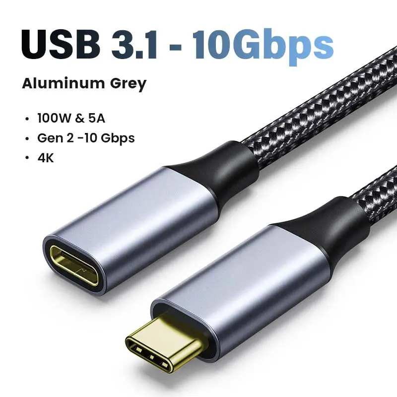 Câble extension USB-C Type-C Thunderbolt 3 10Gbps USB 3.1 100W 5A 4K UHD