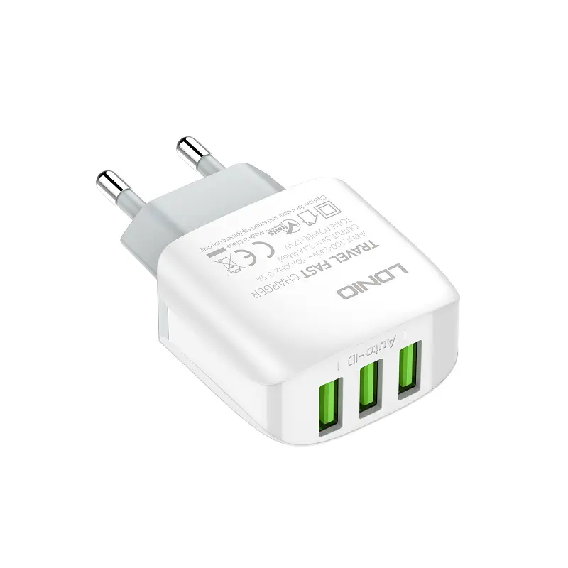Chargeur LDNIO A3312 Triple USB 5V/3.4A 17W pour iphone Samsung Android + Cable Micro USB 1m