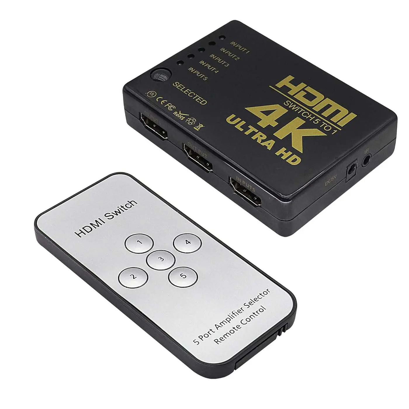 Switch Sélecteur HDMI 4K 5 Ports entrée 1 Port sortie avec télécommande
