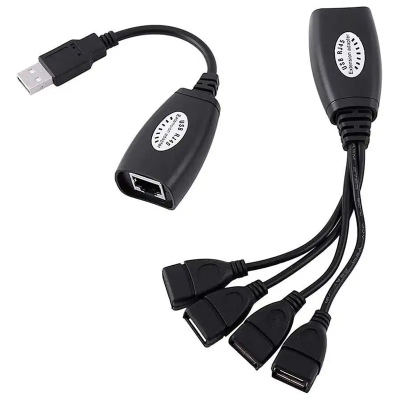 Extension USB 2.0 sur câble RJ45 Cat5/Cat5e/Cat6 HUB 4 x USB 2.0 50m