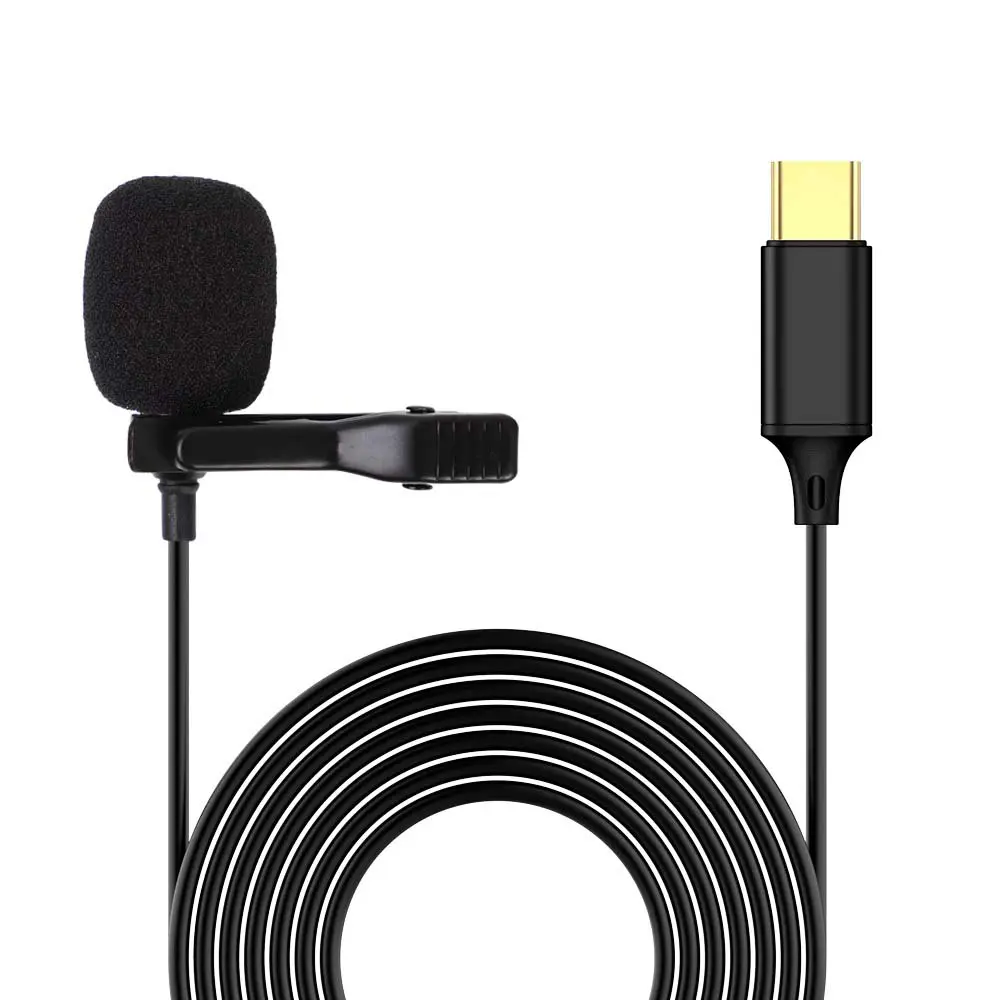 Microphone Cravate chemise Levalier enregistrement Micro audio filaire USB type-c 1.5m UN-203