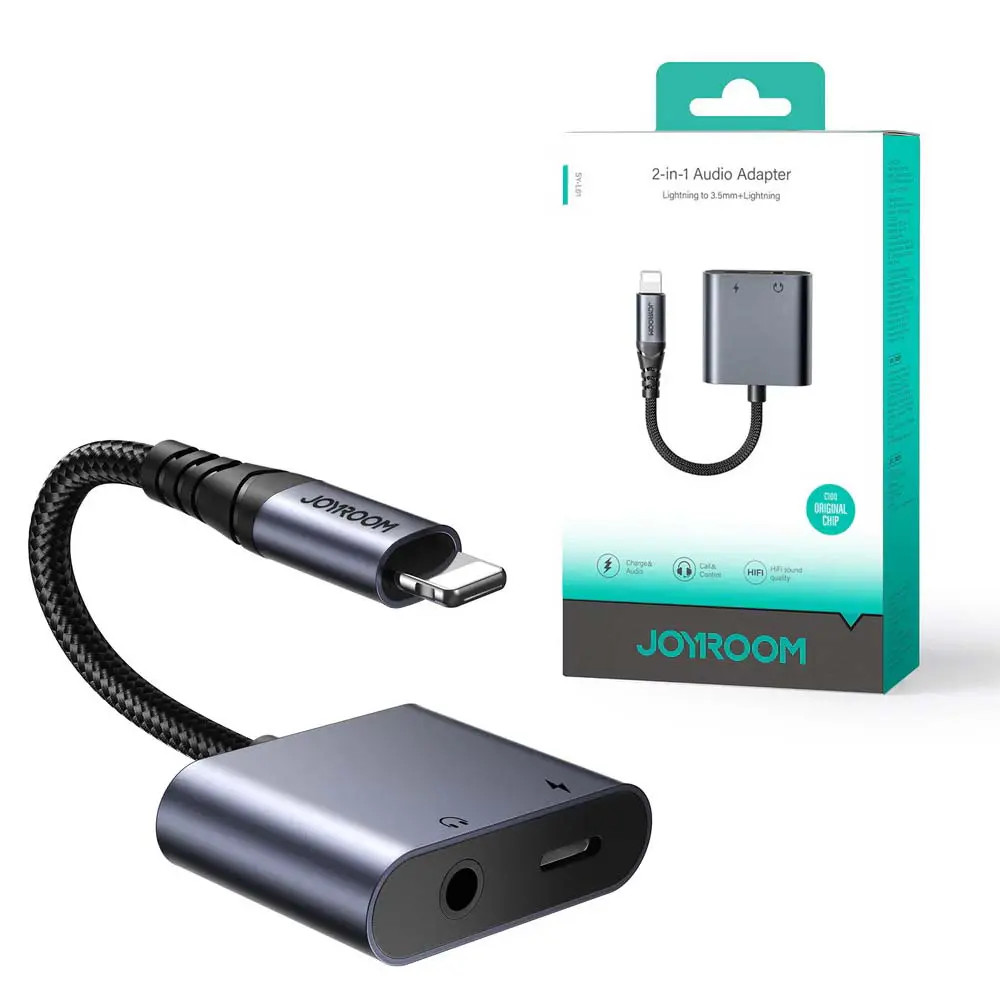 Adaptateur Audio 2 en 1 lightning vers AUX Jack 3.5mm et lightning Joyroom SY-L01