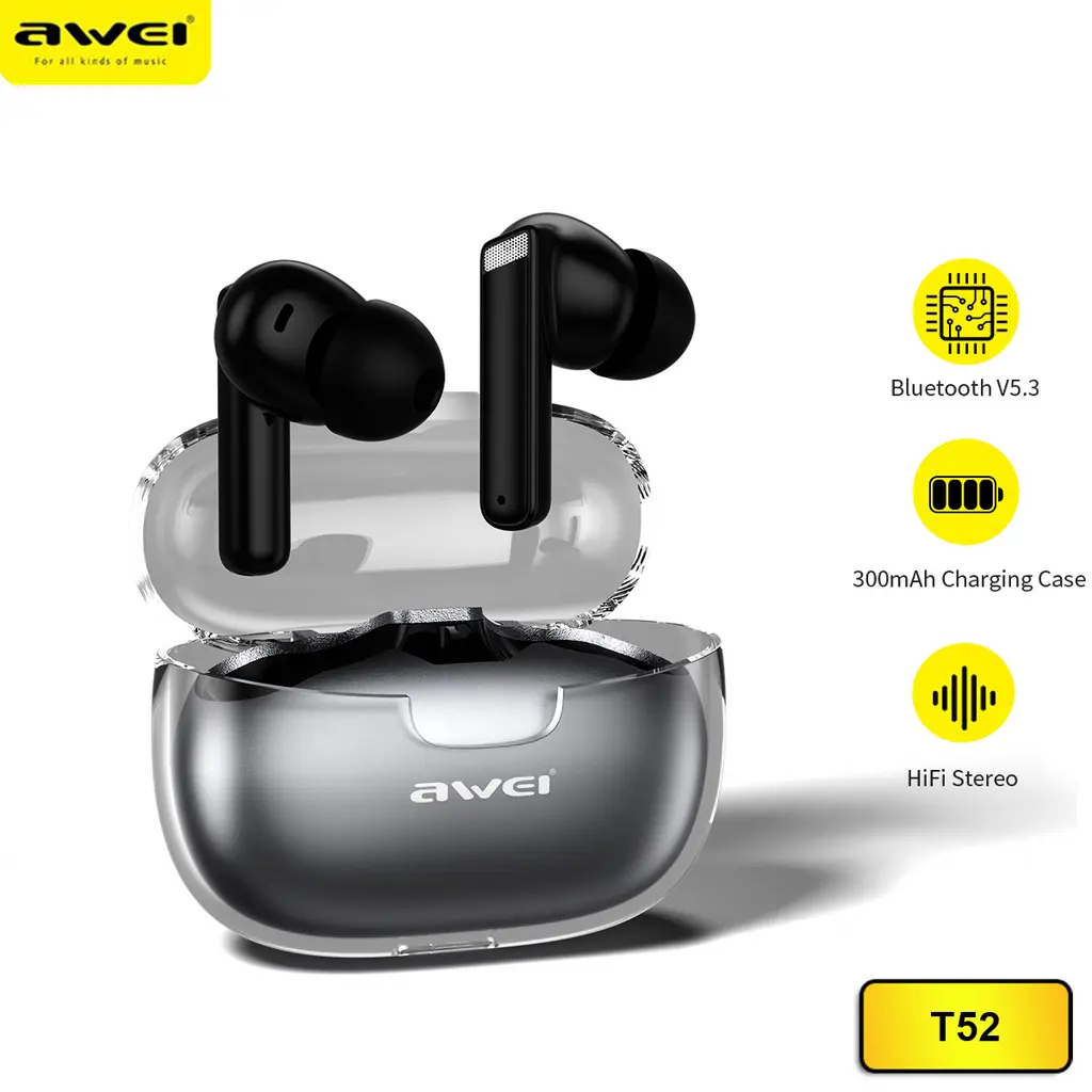 Ecouteur Earbuds Gaming sans-fil TWS Bluetooth 5.3 Awei T52 IPX6