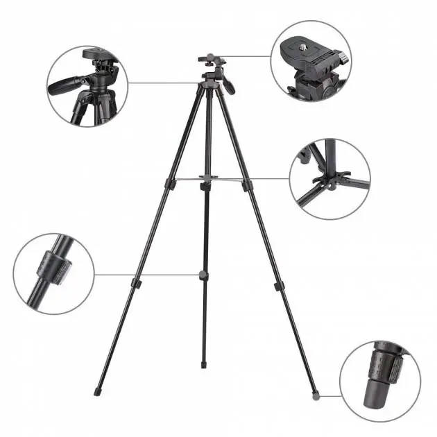 Trépied Portable yunteng VCT-520 avec Kit de tête d'amortissement tridimensionnel pour Caméra MAX:125cm