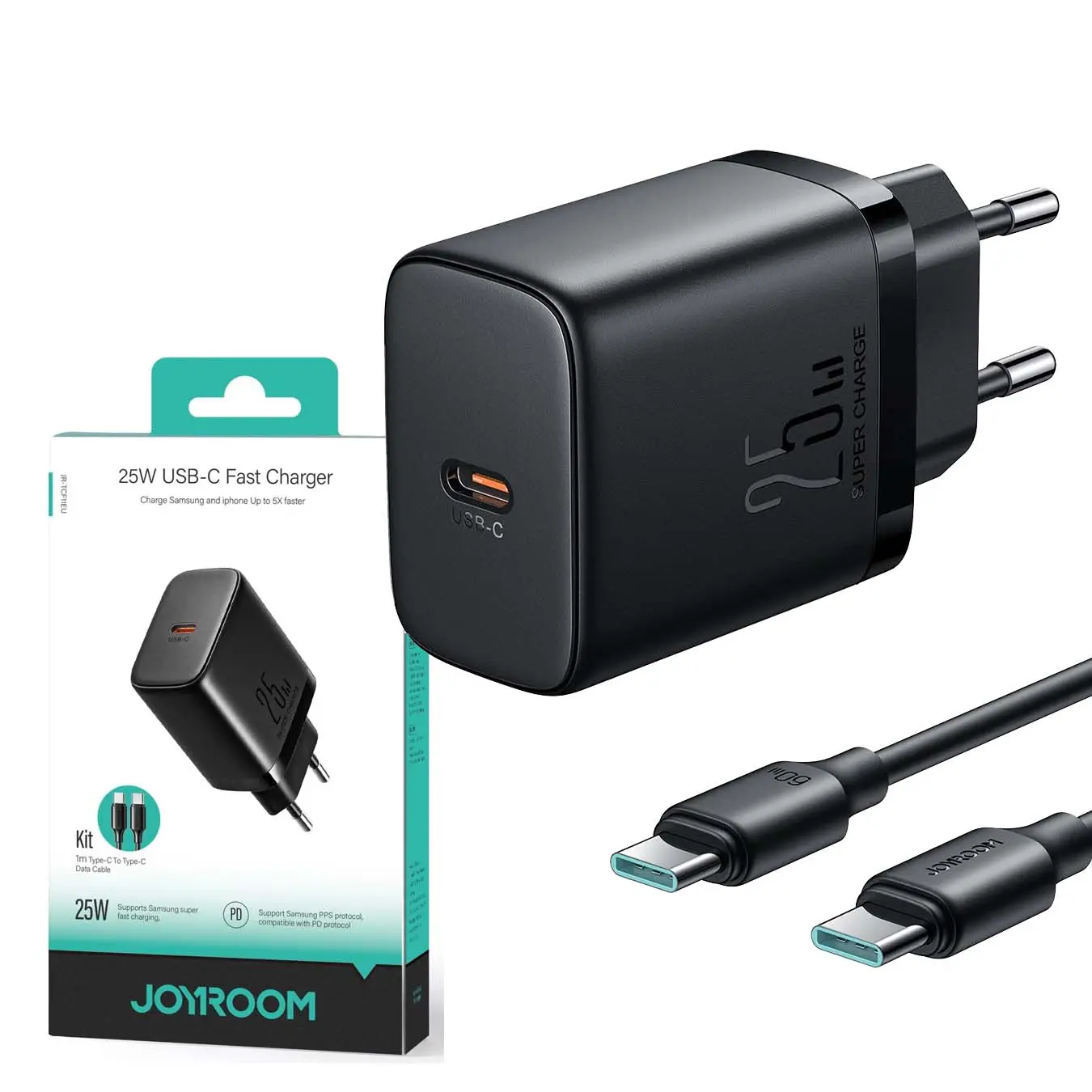 Chargeur Type-c PD 25W Joyroom JR-TCF11EU + Cable Type-c Vers Type-c 1m