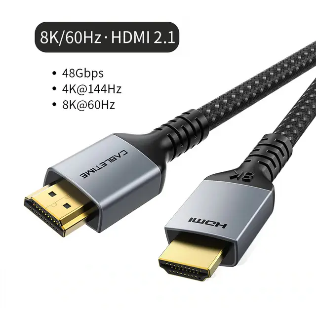 Cable HDMI 2.1 8K Premium CABLETIME 8K/60Hz 4K/144Hz 48Gbps Ultra HD 1m 2m
