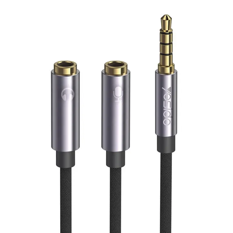 Adaptateur Audio Séparateur AUX 3.5mm Male Vers Double AUX 3.5mm Femelle Microphone et Casque YESIDO YAU28