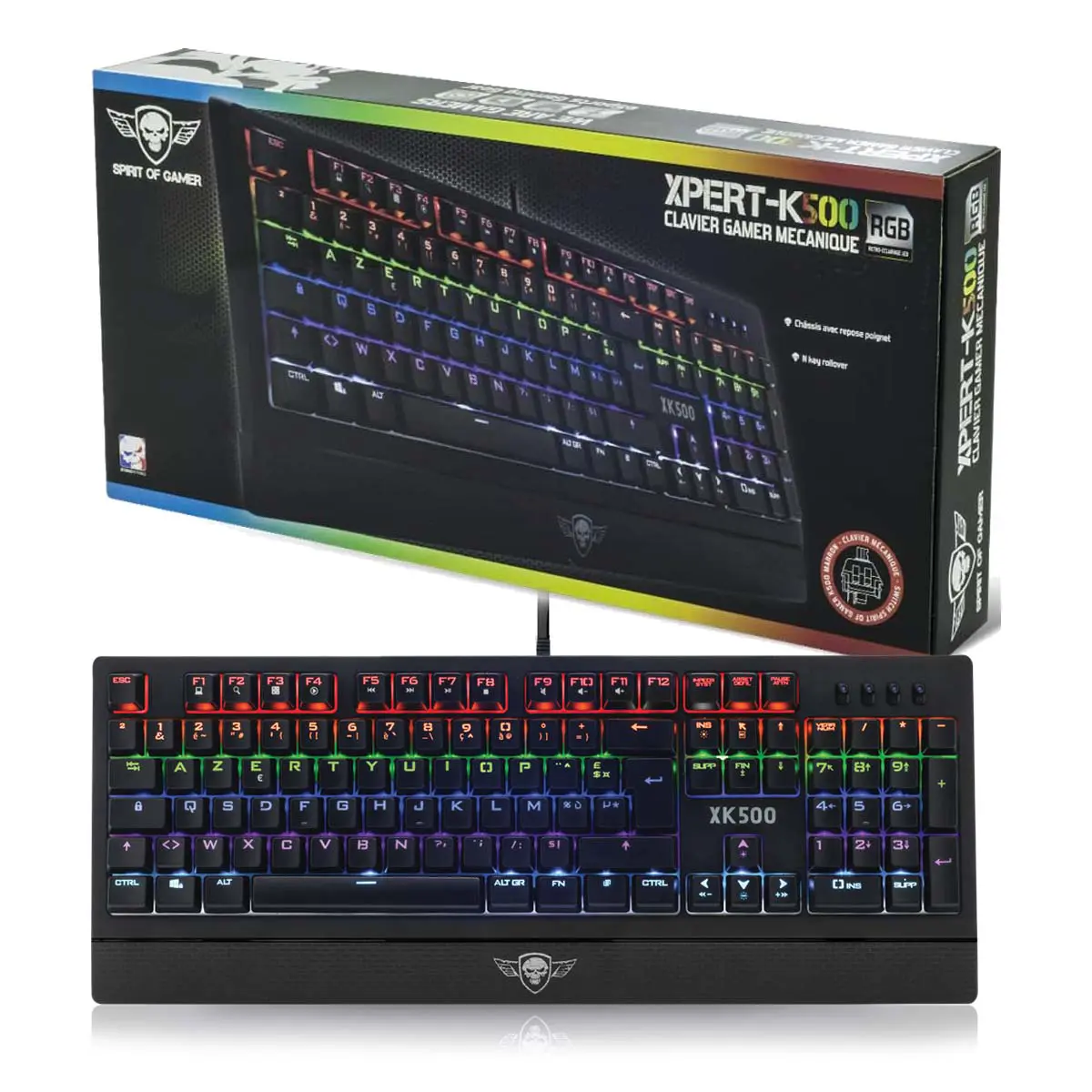 Clavier Mécanique Gaming Spirit Of Gamer XPERT-K500 CLA-XK500 Rétro Eclairage RGB Victory K500 Brown AZERTY