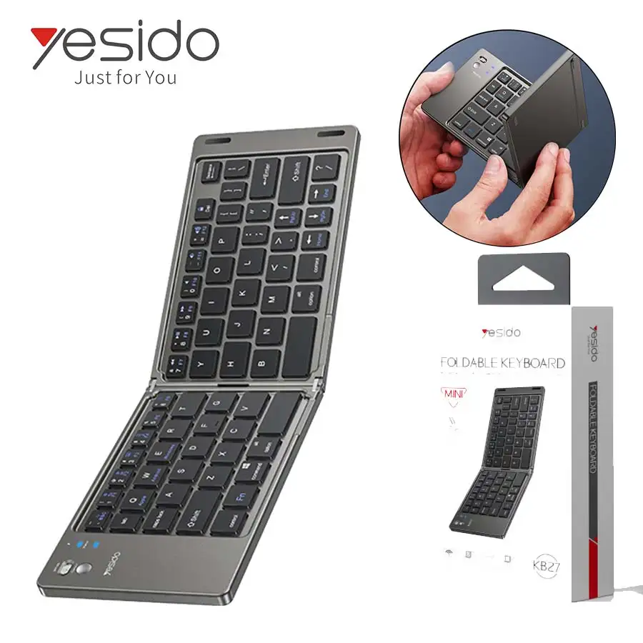 YESIDO KB27 Clavier Portable sans-fil Bluetooth 5.0 Pliable Rechargeable Pour ANDROID IOS PC