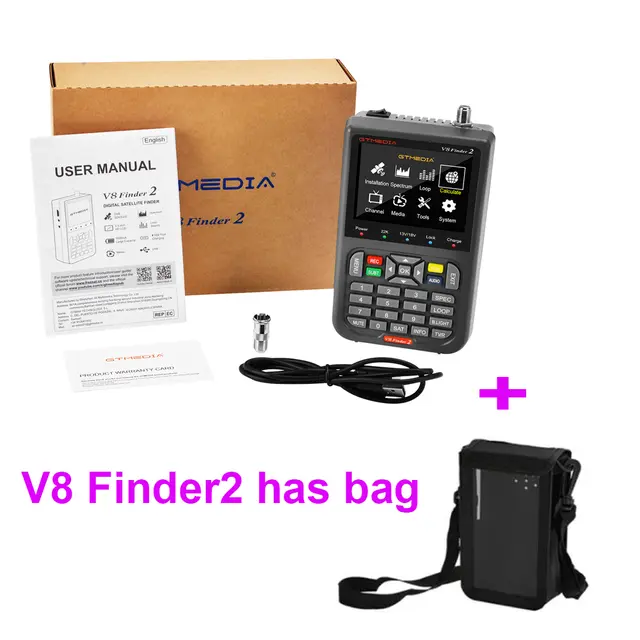 Pointeur satelite Sat Finder Signal Satellite Numérique réglage de la Parabole GTmedia V8 Finder 2 DVB-S/S2/S2X 1080P - Gris
