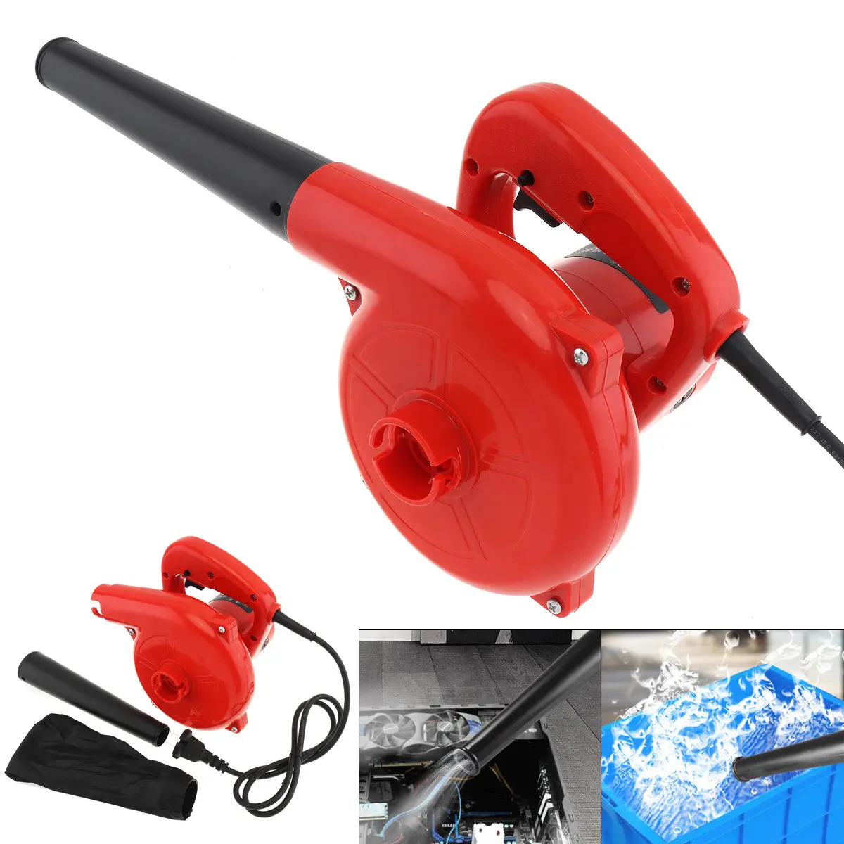 Souffleur Aspirateur 600W Q1B-2.8 Nettoyage PC Maison Voiture - Rouge
