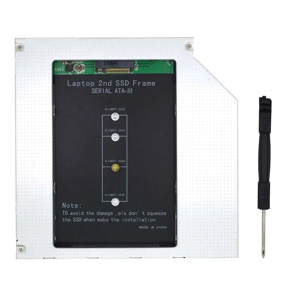 Adaptateur Rack disque dur M.2 SATA Caddy en forme DVD 9.5mm Pour ordinateur portable