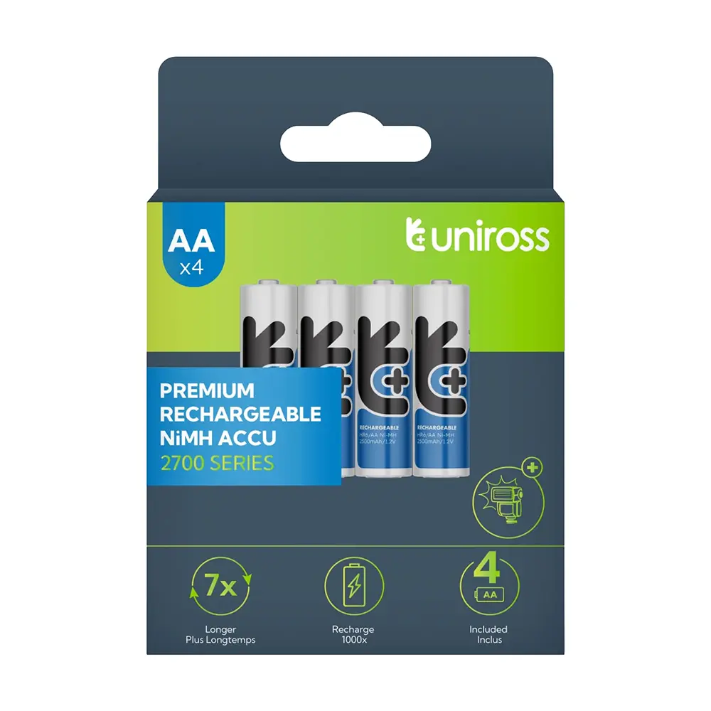 Pack 4 x Pile Rechargeable AA UNIROSS 2700mAh UN4AA2700