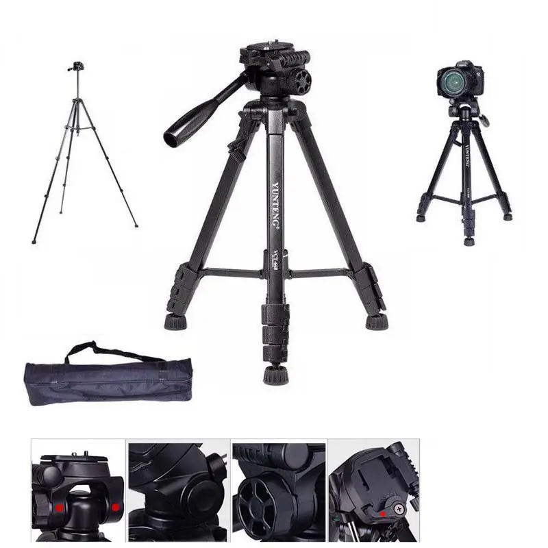 Trépied professionnel Portable yunteng VCT-668 avec tête de trépied tridimensionnelle pour Caméra MAX:146cm