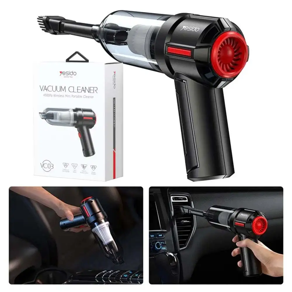 Aspirateur à main Sans-Fil Portable 60W 4500pa Rechargeable 2000mah YESIDO VC03 pour Maison, PC, Voiture