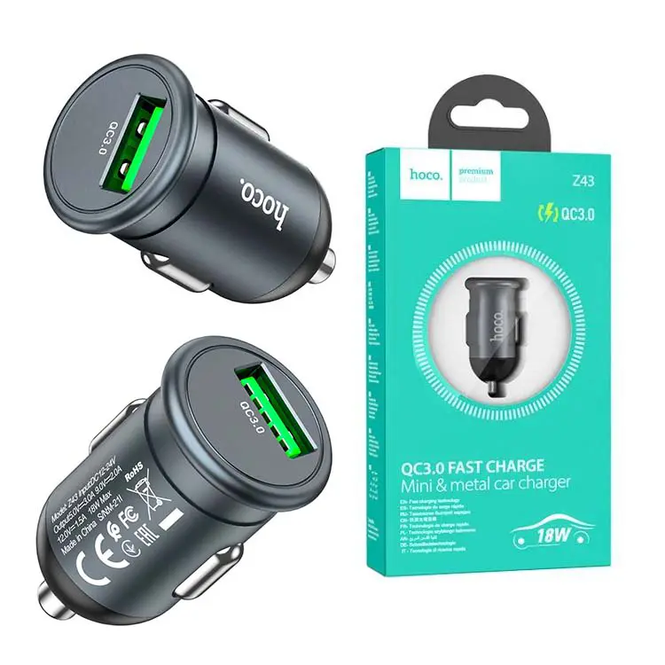 Chargeur AUTO HOCO Z43 USB 3A QC3.0 18W