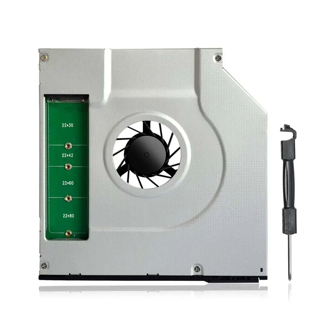 Adaptateur Caddy 9.5mm M.2 SATA en aluminium 2eme SSD M.2 sur Baie de lecteur DVD