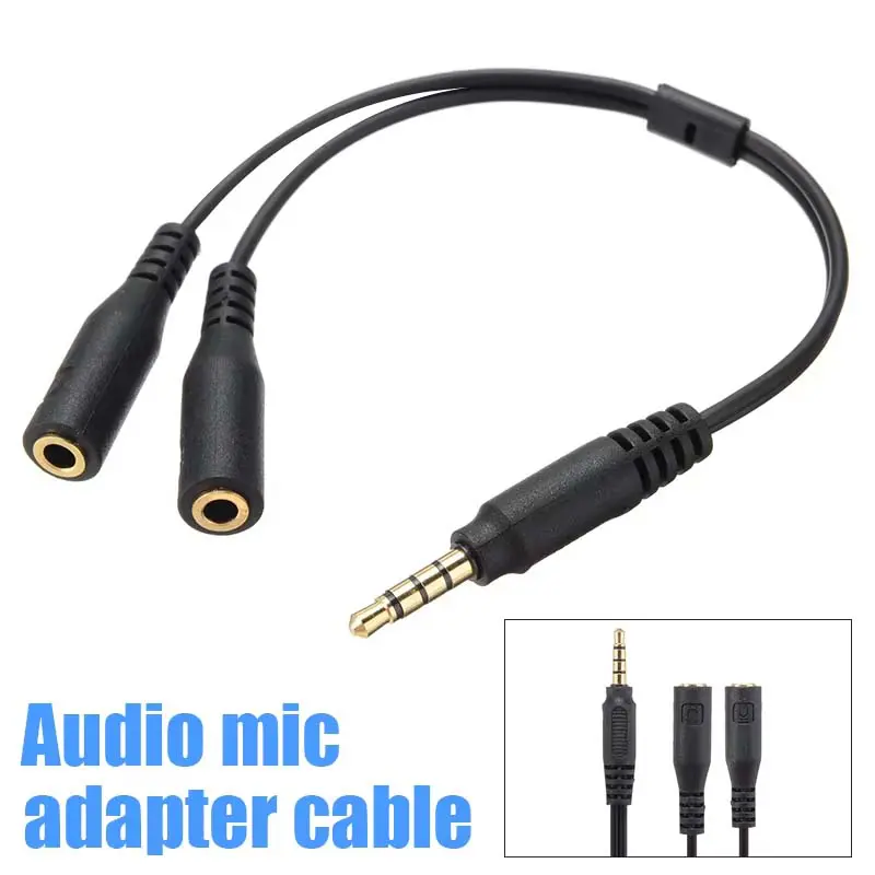 Adaptateur séparateur répartiteur Audio Stéréo Jack AUX 3.5mm 4p vers 2 x AUX 3p Microphone et casque