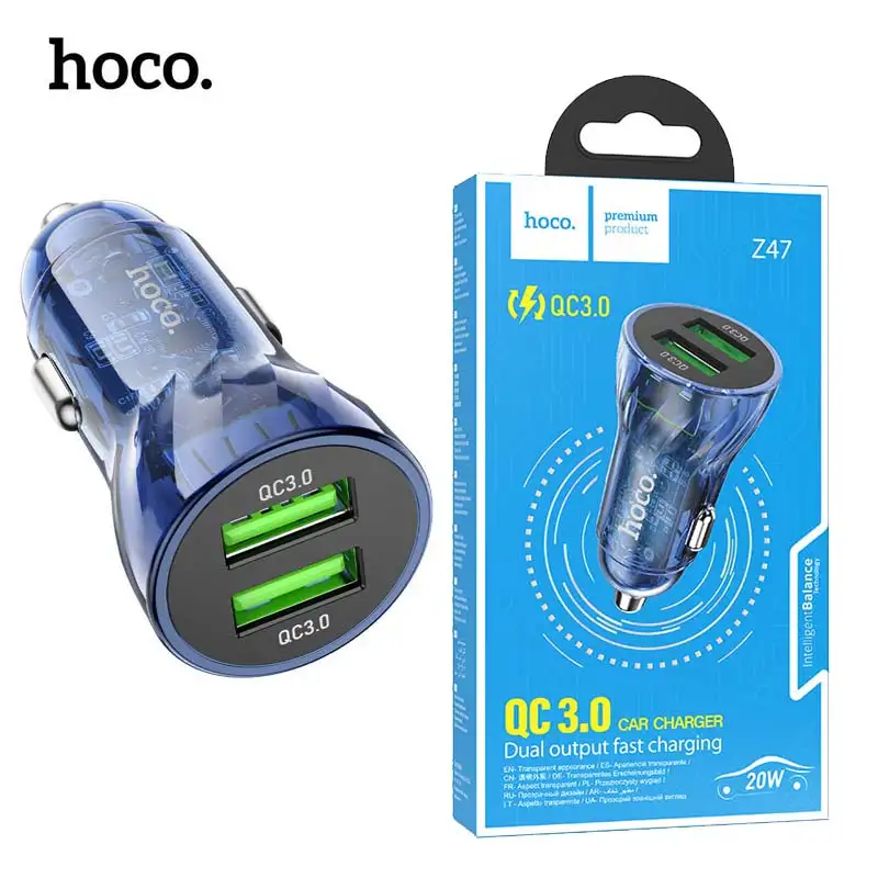 Chargeur Allume-Cigare rapide AUTO HOCO Z47 Double ports USB QC3.0 20W