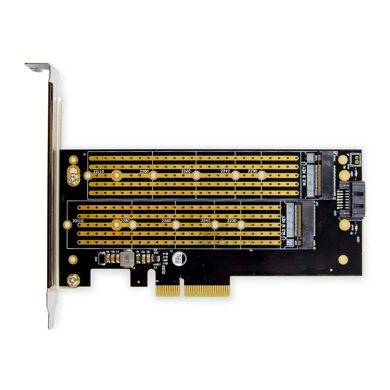Carte d'extension PCI express PCI-E 3.0 X4 vers double Slots M.2 NVME + NGFF M key & B 2230-2280