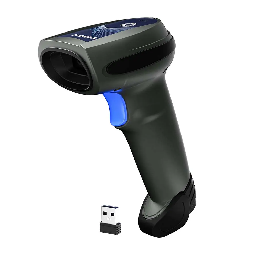 HENEX Lecteur code a barre sans-fil rechargeable 3 en 1 USB + 2.4ghz + Bluetooth 1D 2D QR HC-5208SR-2D-BT