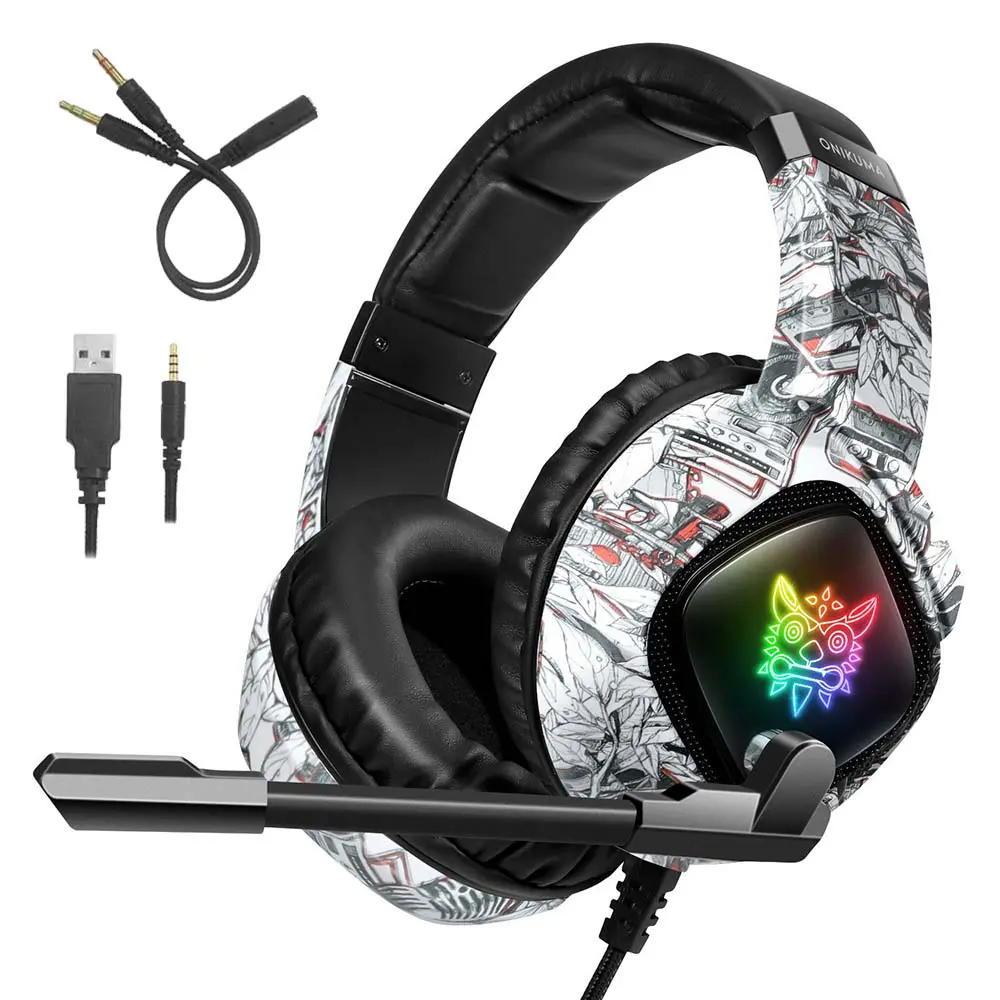Casque Gaming ONIKUMA K19 avec Microphone RGB pour PC PS4 Xbox One Switch