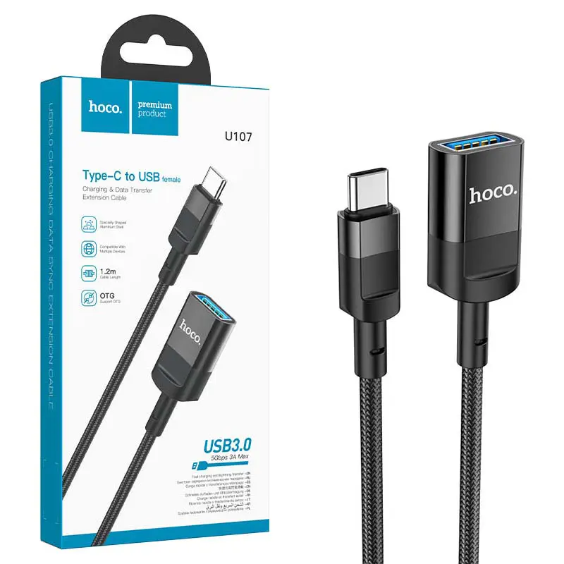 Câble d'extension Type-C mâle vers USB femelle USB3.0 HOCO U107