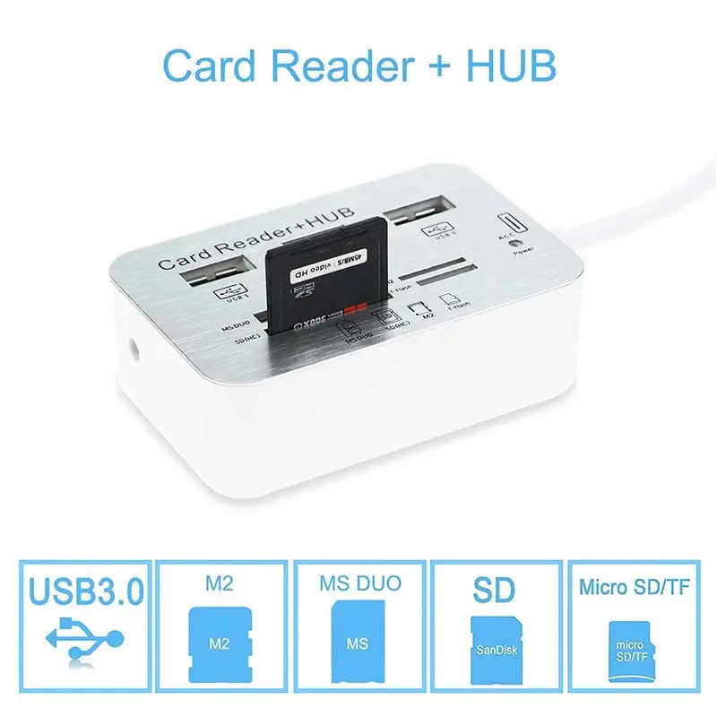 HUB USB 3.0 vers 3 * USB 3.0 + Lecteur carte SD + Micro SD + T-Flash + M2