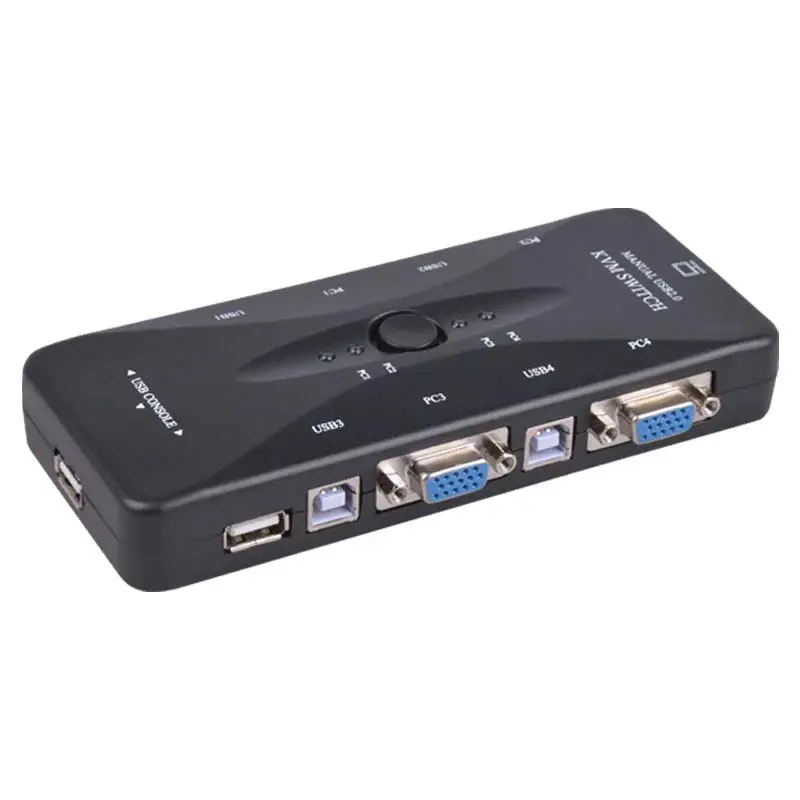 Switch KVM VGA USB 2.0 4 Ports pour partage clavier, souris, moniteur d'ordinateur