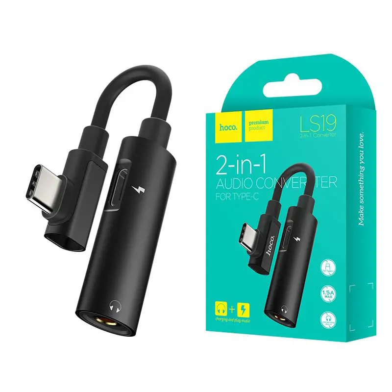 Adaptateur Convertisseur 2 en 1 Type-c vers Audio AUX 3.5mm Jack + Charge type-c HOCO LS19
