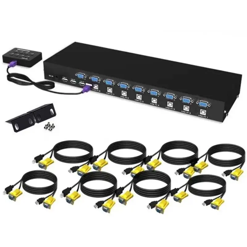 Switch KVM Commutateur Multi PC 8 Ports VGA USB 2.0 avec les cables KVM