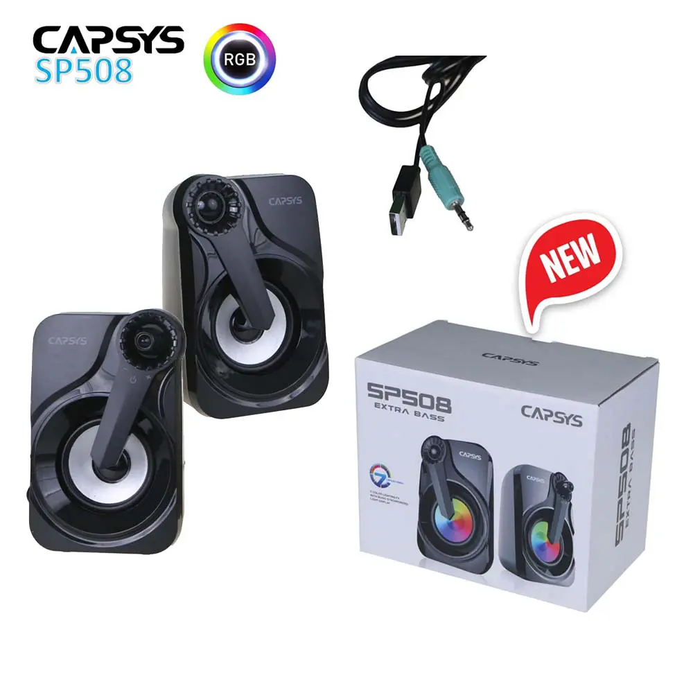 Haut Parleur Baffle CAPSYS SP508 AUX Jack 3.5mm USB pour PC LAPTOP Smartphone