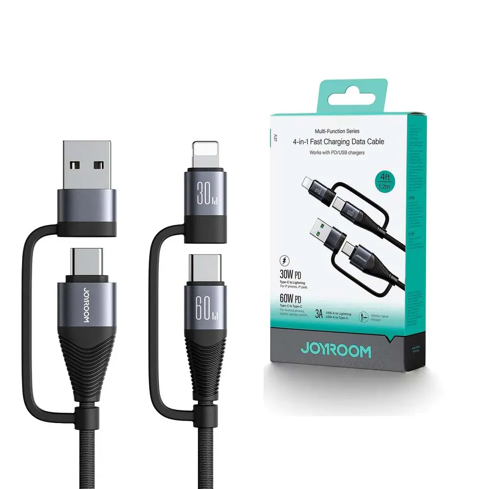 Câble Adaptateur 4 en 1 USB-A/Type-C vers Lightning/Type-C Joyroom SA37-2T2 charge et données 60W