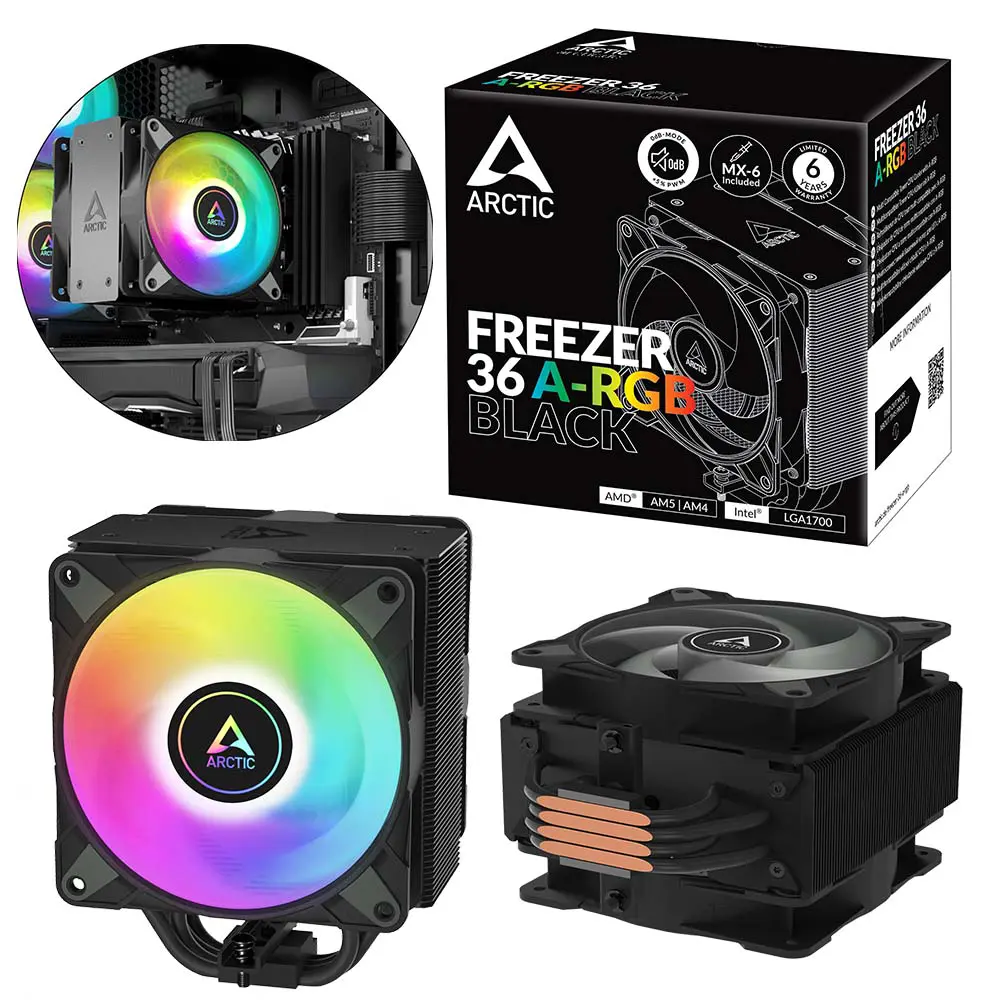 ARCTIC Freezer 36 A-RGB Ventirad Ventilateur pour Processeur Refroidisseur CPU pour socket Intel et AMD - Noir