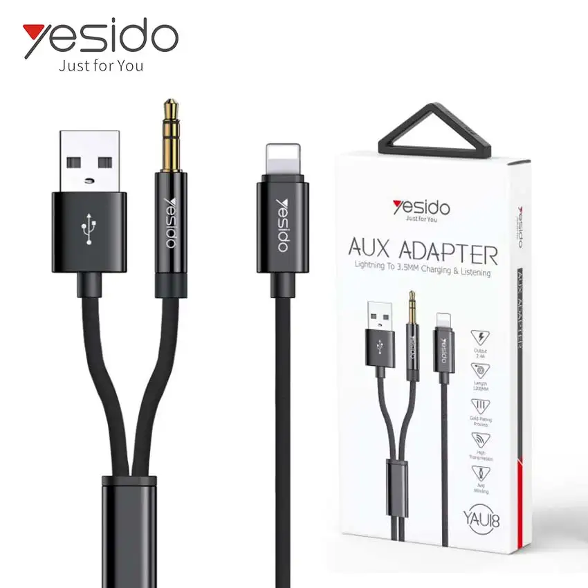 YESIDO YAU18 Adaptateur Lightning vers Jack 3.5mm + USB pour Charge et Audio