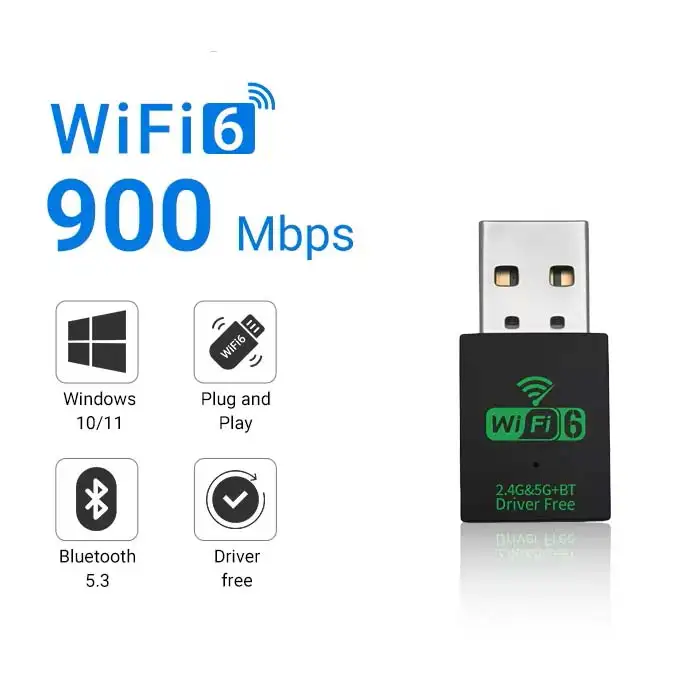 Dongle Adaptateur USB Wifi 6 Double Bande 2.4G 5G et Bluetooth 5.3 AX900