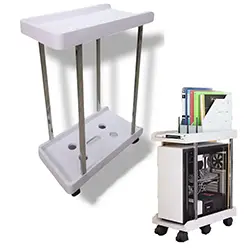 Support unité centrale sur 2 niveaux avec 6 Roues 036GSC218WH-6W - Blanc