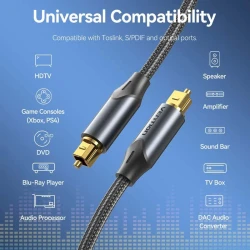 Vention Câble Audio optique numérique Toslink SPDIF pour amplificateurs Blu-ray Xbox 360 PS4